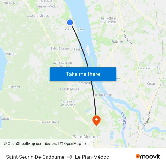 Saint-Seurin-De-Cadourne to Le Pian-Médoc map