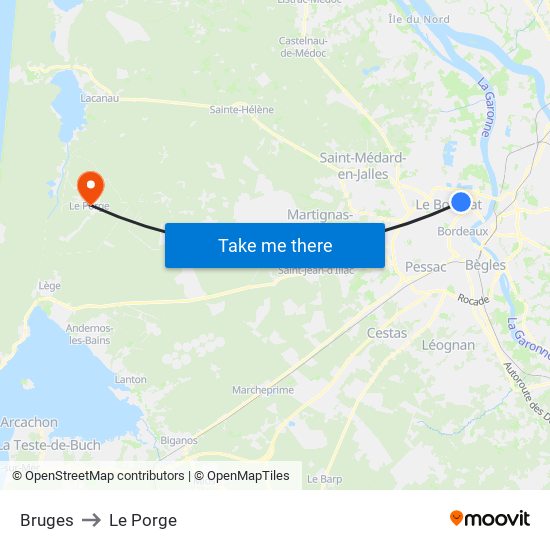 Bruges to Le Porge map