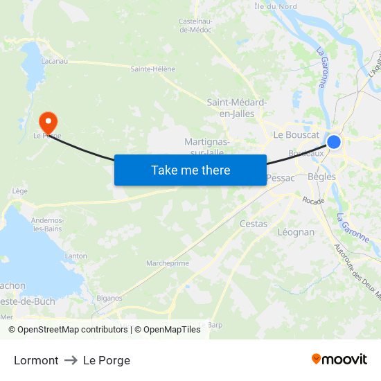 Lormont to Le Porge map