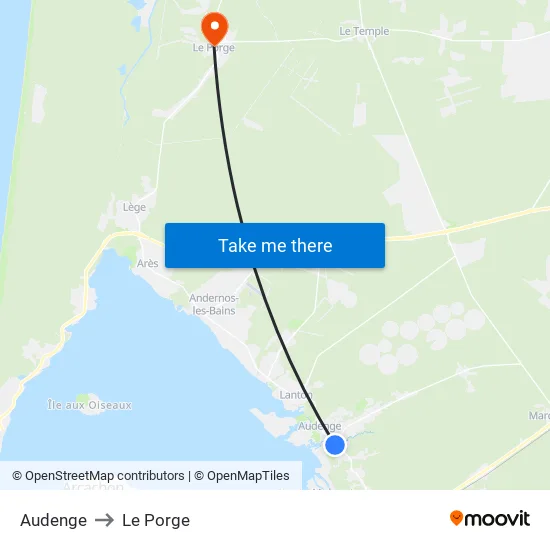 Audenge to Le Porge map