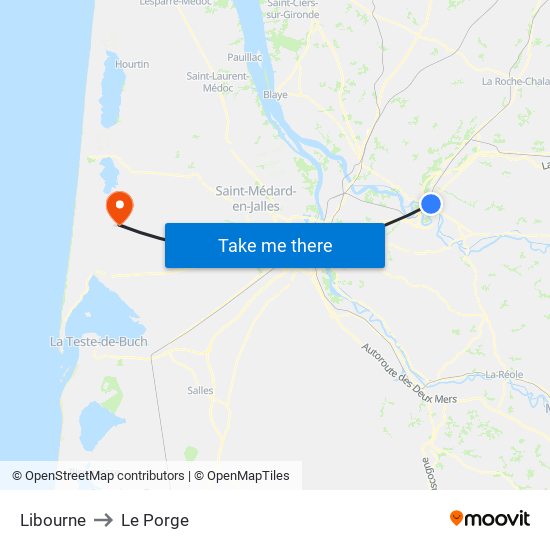 Libourne to Le Porge map