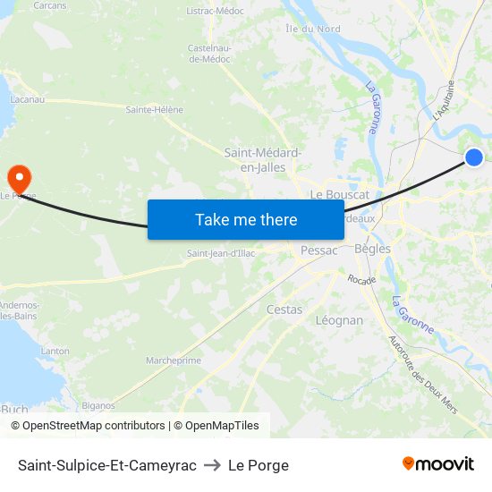 Saint-Sulpice-Et-Cameyrac to Le Porge map
