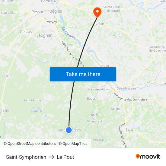 Saint-Symphorien to Le Pout map