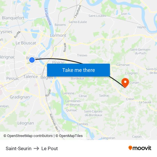 Saint-Seurin to Le Pout map