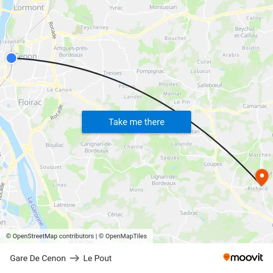 Gare De Cenon to Le Pout map