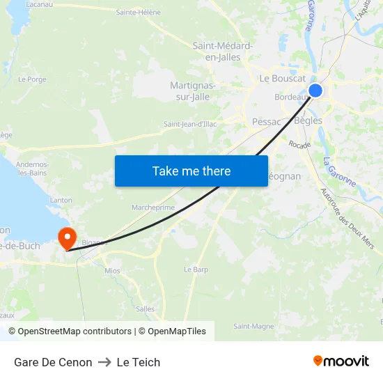 Gare De Cenon to Le Teich map