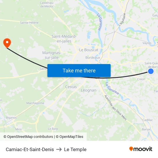 Camiac-Et-Saint-Denis to Le Temple map