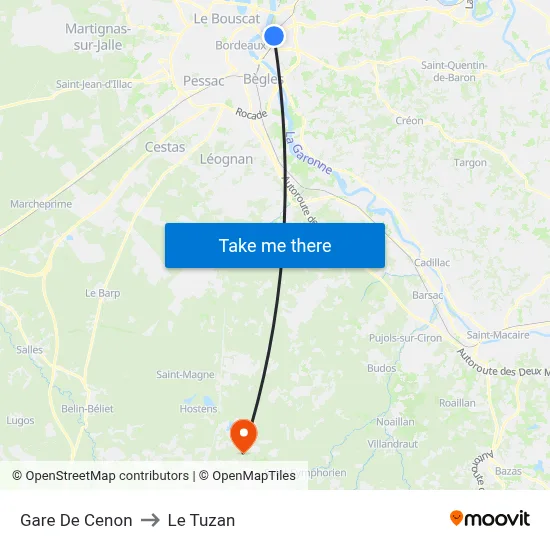 Gare De Cenon to Le Tuzan map