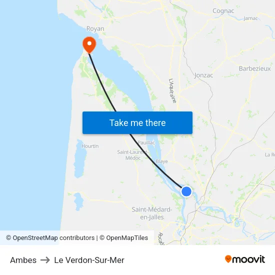 Ambes to Le Verdon-Sur-Mer map