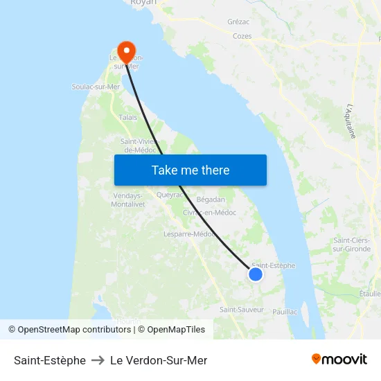 Saint-Estèphe to Le Verdon-Sur-Mer map