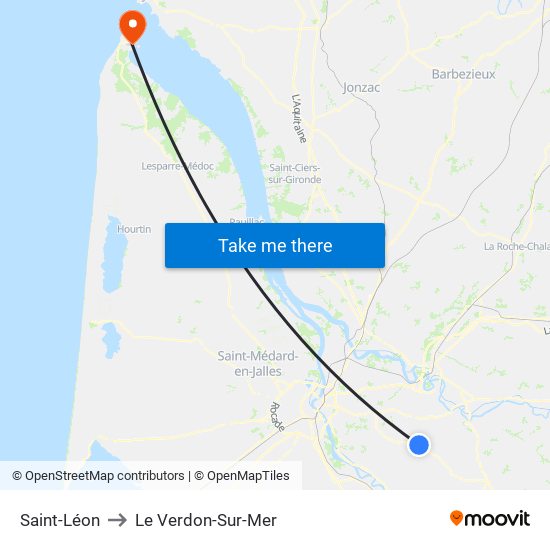 Saint-Léon to Le Verdon-Sur-Mer map