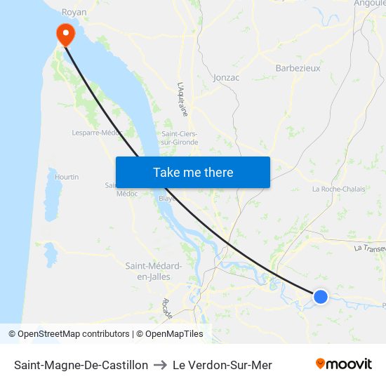 Saint-Magne-De-Castillon to Le Verdon-Sur-Mer map