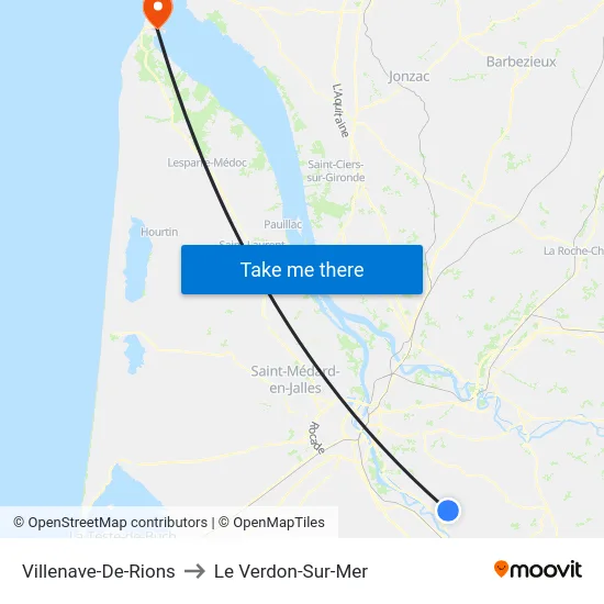 Villenave-De-Rions to Le Verdon-Sur-Mer map