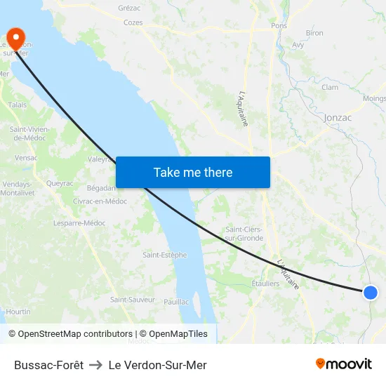 Bussac-Forêt to Le Verdon-Sur-Mer map