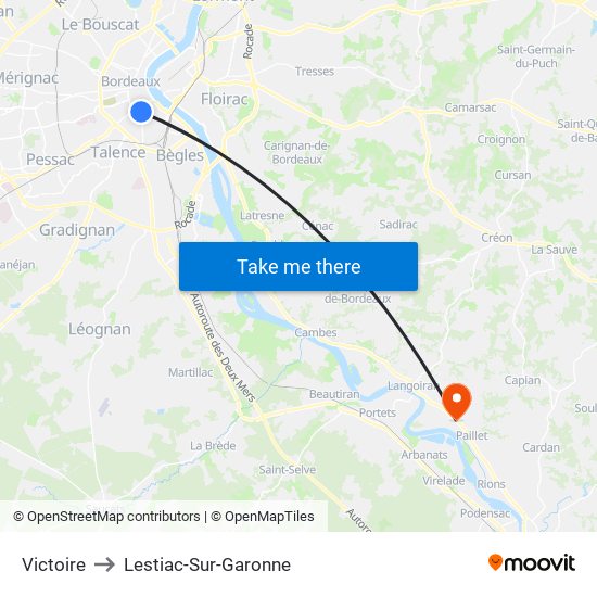 Victoire to Lestiac-Sur-Garonne map