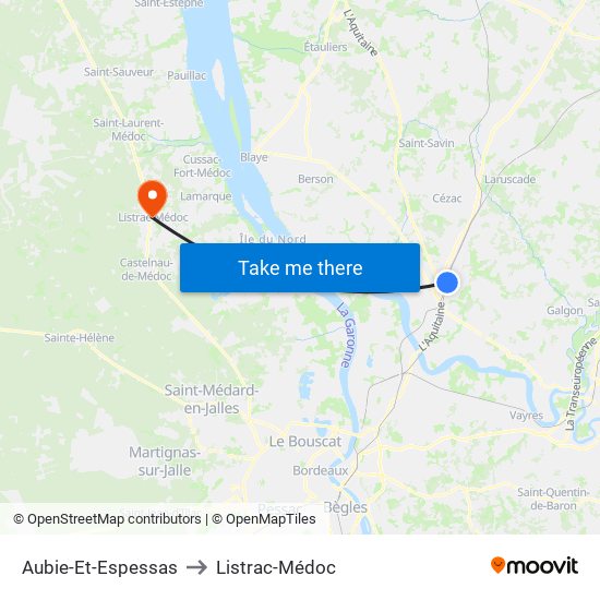 Aubie-Et-Espessas to Listrac-Médoc map