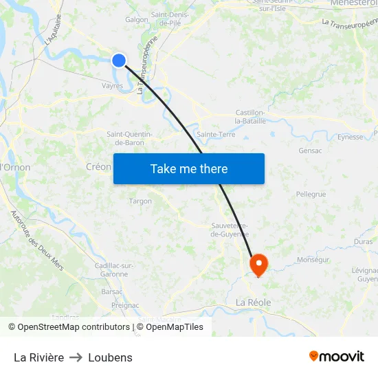 La Rivière to Loubens map