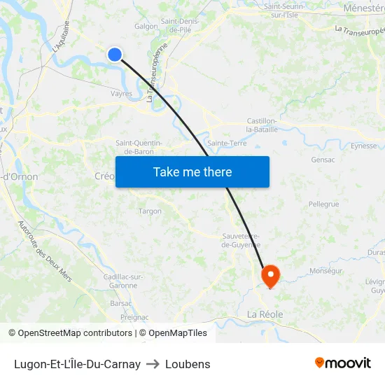 Lugon-Et-L'Île-Du-Carnay to Loubens map
