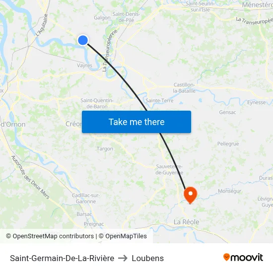 Saint-Germain-De-La-Rivière to Loubens map