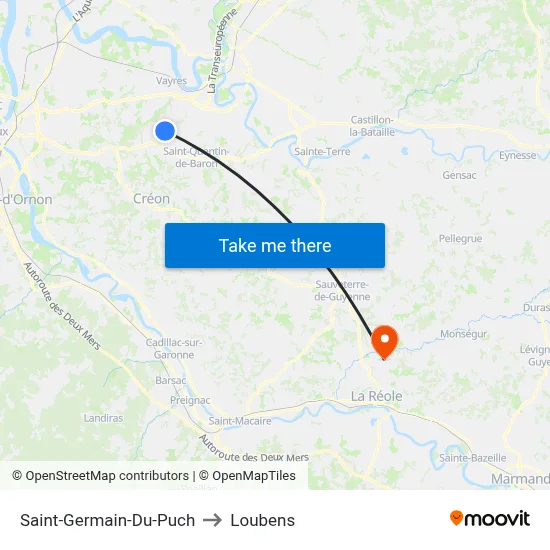Saint-Germain-Du-Puch to Loubens map