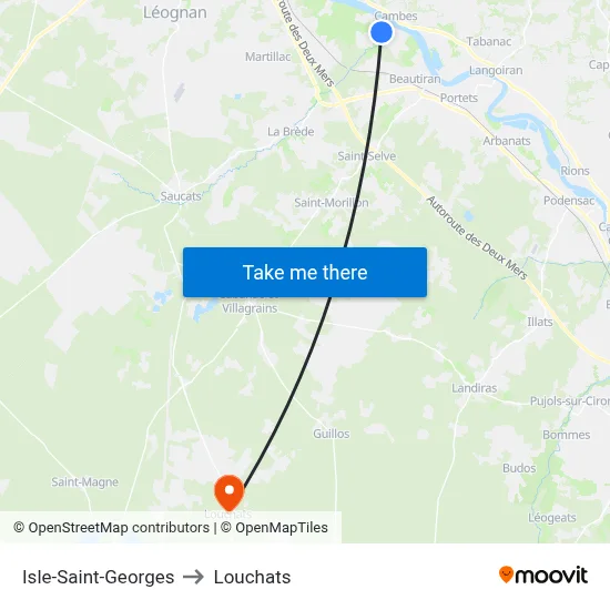 Isle-Saint-Georges to Louchats map