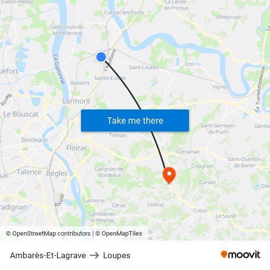 Ambarès-Et-Lagrave to Loupes map