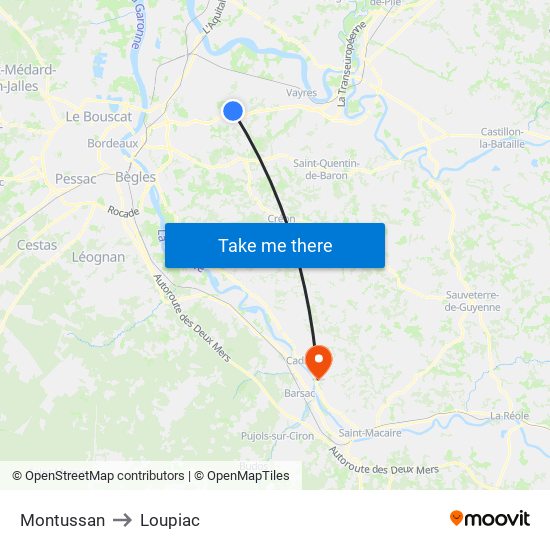 Montussan to Loupiac map