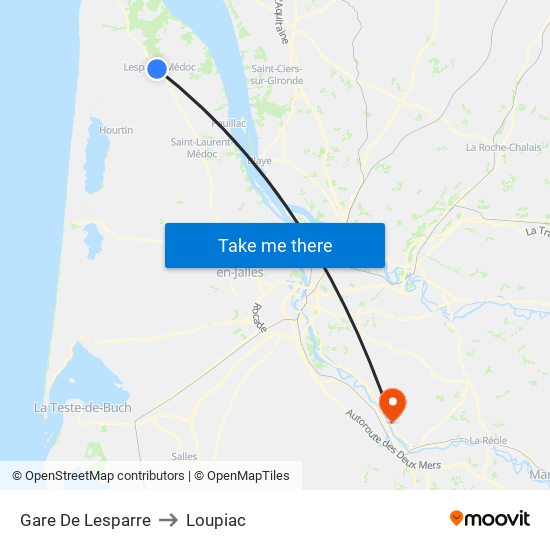 Gare De Lesparre to Loupiac map