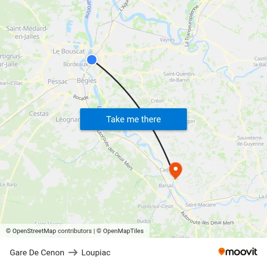 Gare De Cenon to Loupiac map