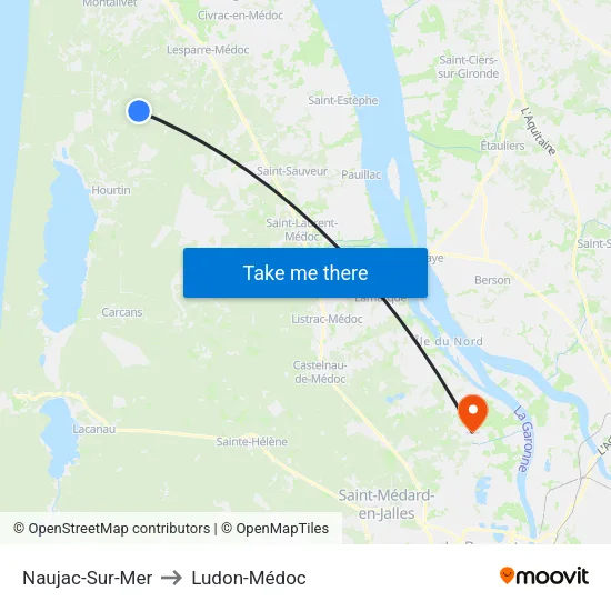 Naujac-Sur-Mer to Ludon-Médoc map