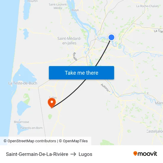 Saint-Germain-De-La-Rivière to Lugos map