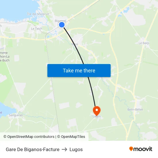 Gare De Biganos-Facture to Lugos map