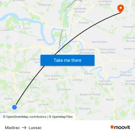 Madirac to Lussac map