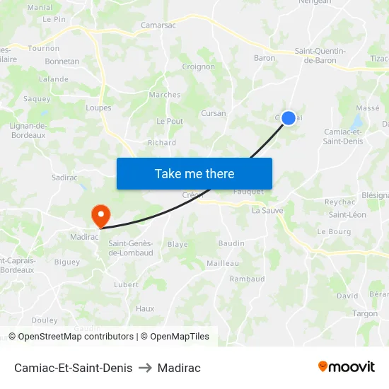 Camiac-Et-Saint-Denis to Madirac map