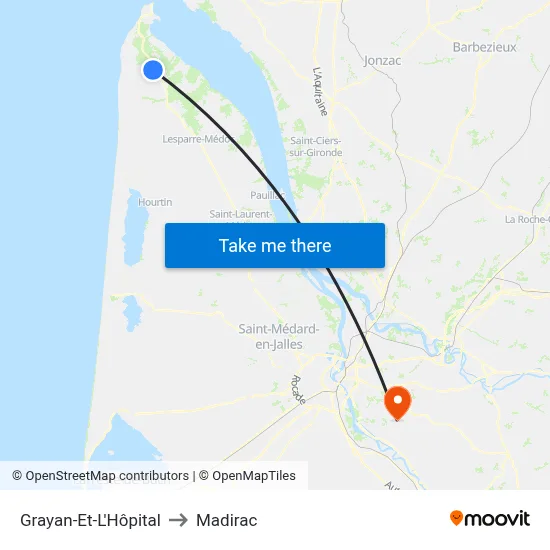 Grayan-Et-L'Hôpital to Madirac map