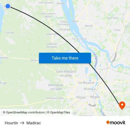 Hourtin to Madirac map