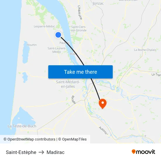 Saint-Estèphe to Madirac map
