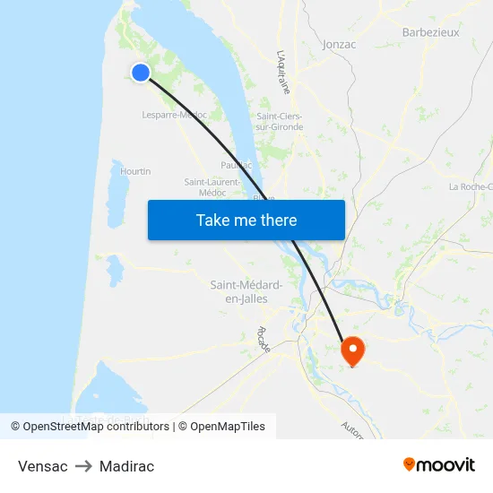 Vensac to Madirac map