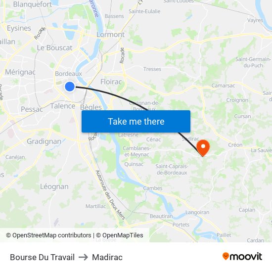 Bourse Du Travail to Madirac map
