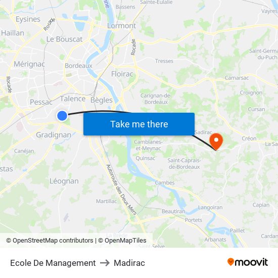 Ecole De Management to Madirac map