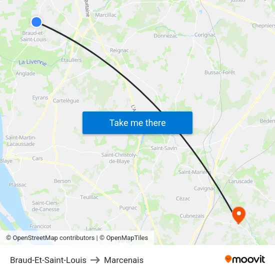 Braud-Et-Saint-Louis to Marcenais map