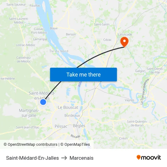 Saint-Médard-En-Jalles to Marcenais map