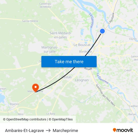Ambarès-Et-Lagrave to Marcheprime map