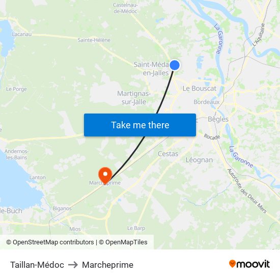 Taillan-Médoc to Marcheprime map