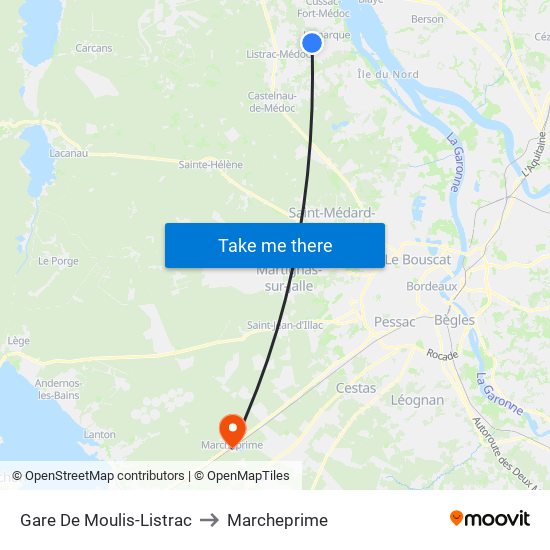 Gare De Moulis-Listrac to Marcheprime map