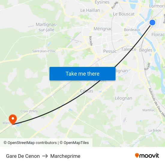 Gare De Cenon to Marcheprime map