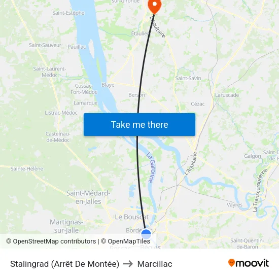 Stalingrad (Arrêt De Montée) to Marcillac map