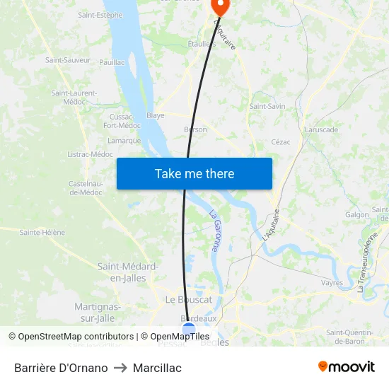 Stade Chaban Delmas to Marcillac map