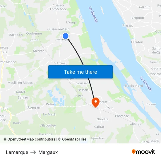 Lamarque to Margaux map