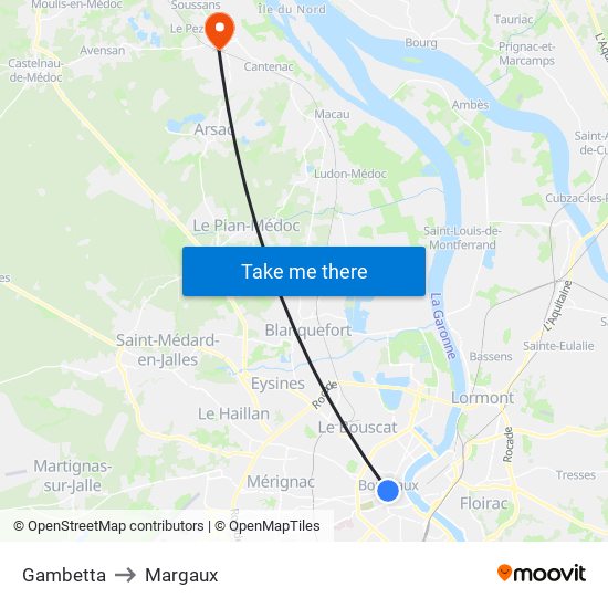 Gambetta to Margaux map